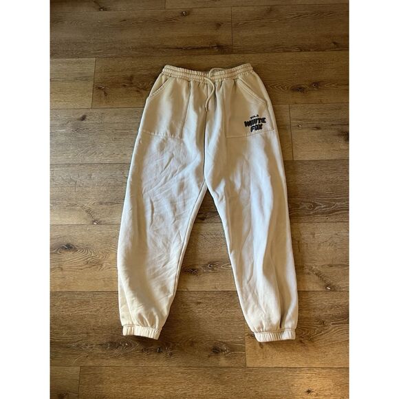 White Fox Womens Ivory Volume 3 Jogger Sweatpants Size Large - Picture 1 of 3